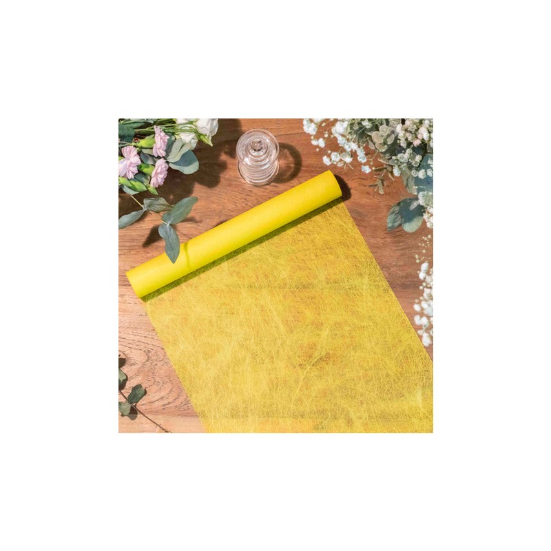 Chemin de table Intissé Luxe Jaune  30CMX5M