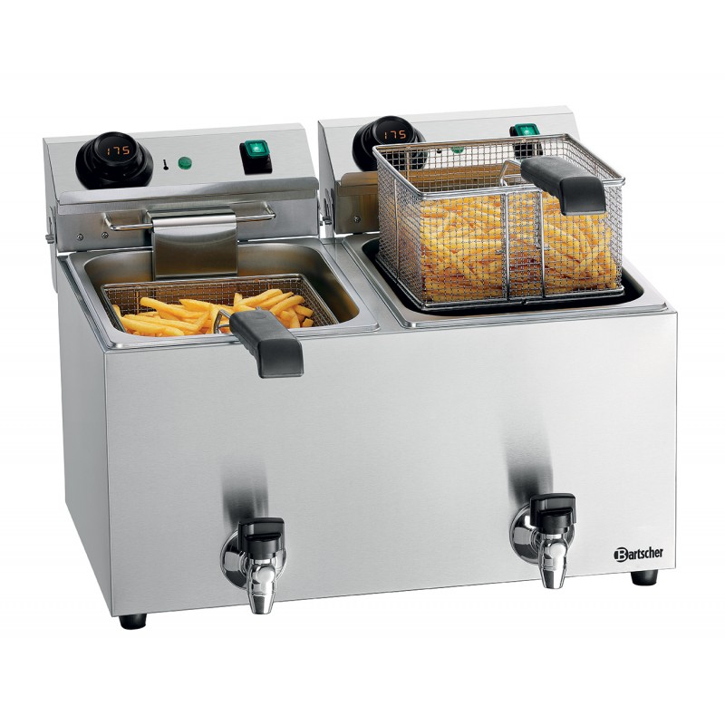 Friteuse Double 2 x 9L avec Vidange Électrique 2x 3300w