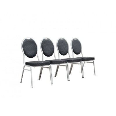 Chaise banquet/Conférence Confort Argent - Tissus noir (Classé M2)