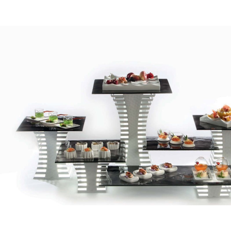 Support buffet PRESTIGE 6 pieces en inox argent - Cocktail (Plateaux non compris)