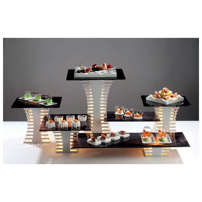 Support buffet PRESTIGE 6 pieces en inox argent - Cocktail (Plateaux non compris)