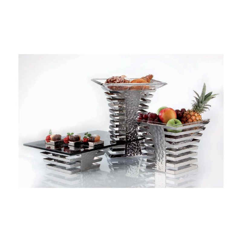 Support buffet PRESTIGE 6 pieces en inox argent - Cocktail (Plateaux non compris)