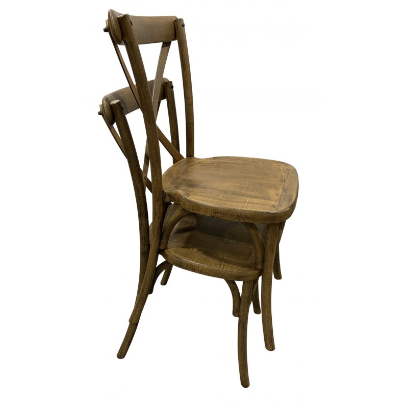 Chaise dos croisé / Bistrot CHAMPÊTRE Bois Vieilli Premium