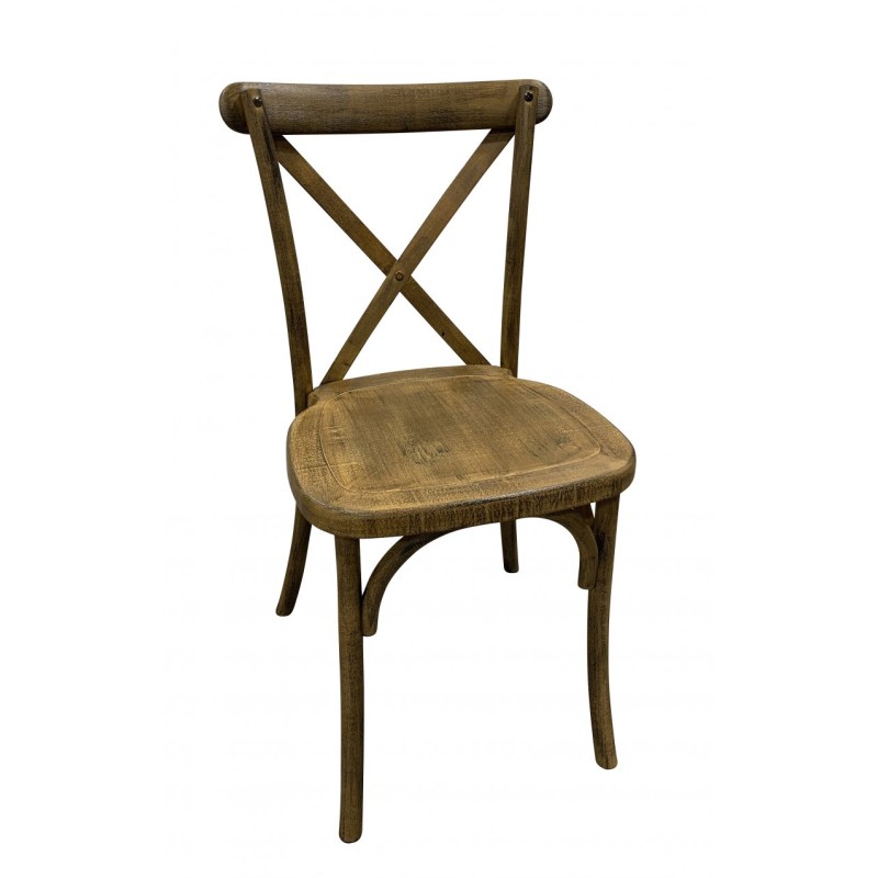 Chaise dos croisé / Bistrot CHAMPÊTRE Bois Vieilli Premium