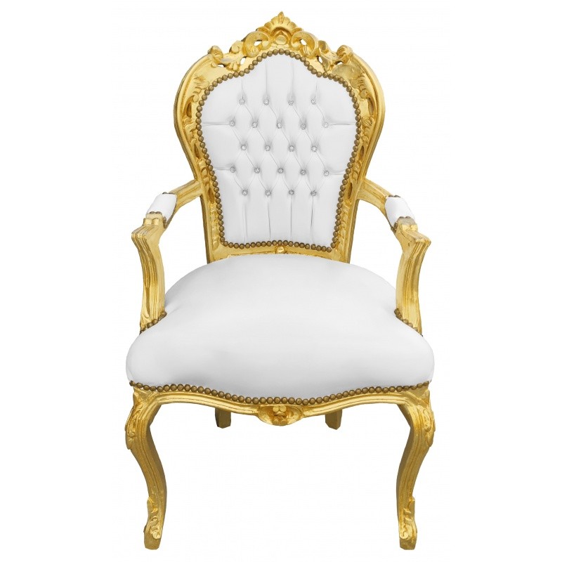 Fauteuil Baroque Rococo Doré/Blanc