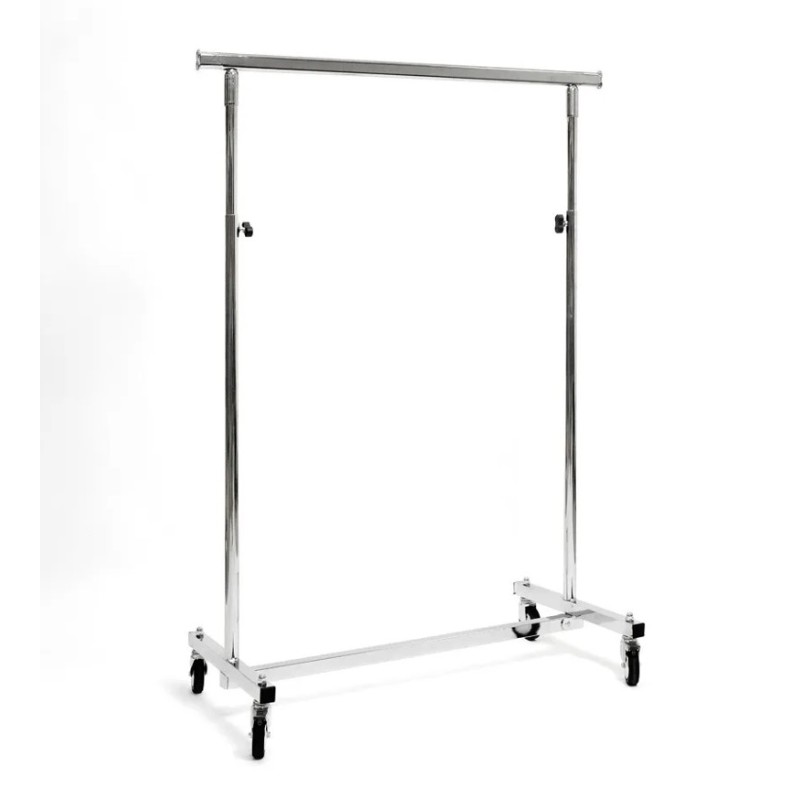 Portant droit pliant L100cm - hauteur réglable de 118 à 190cm – chromé