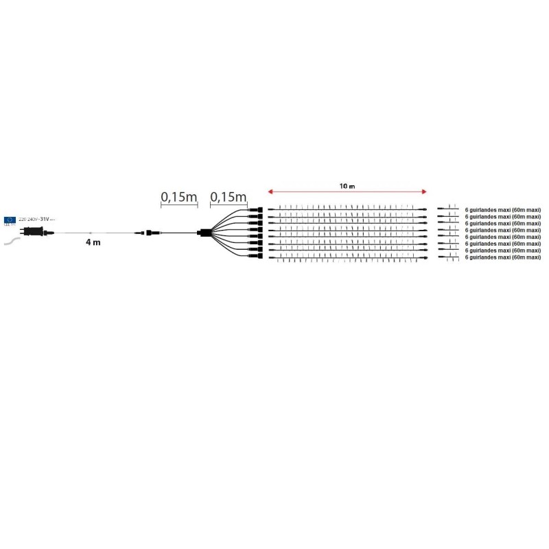 Kit Guirlande Plafond 8x10m (800 leds blanc chaud)