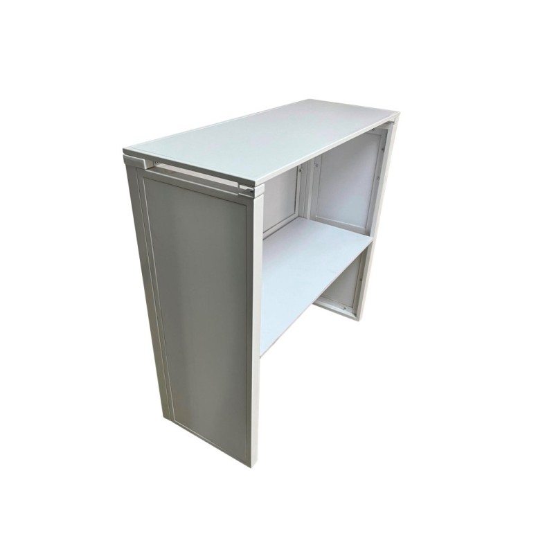 Banque d'Accueil Pliante en mélamine 1m x 1m x 40cm - Couleur Blanche