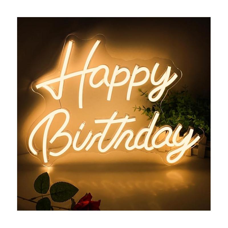 Décor Néon LED "Happy Birthday" GEANT