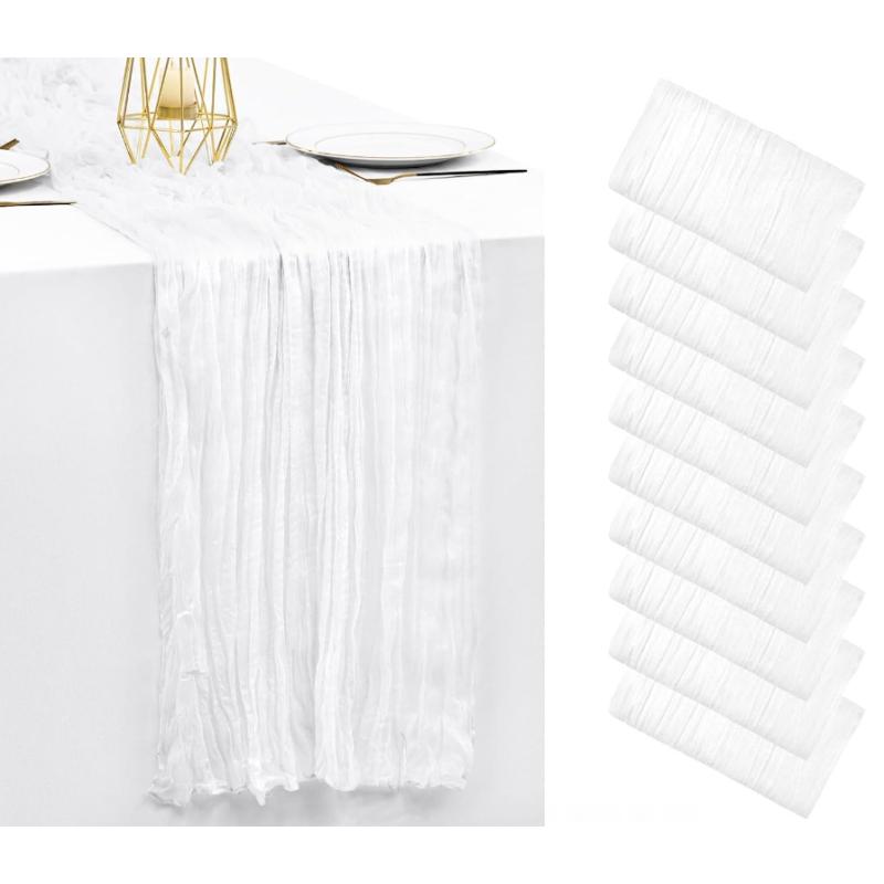 Chemin de table gaze de coton BLANC 4m x 0,90 m
