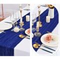 Chemin de table gaze de coton BLEU MARINE 4m x 0,90 m