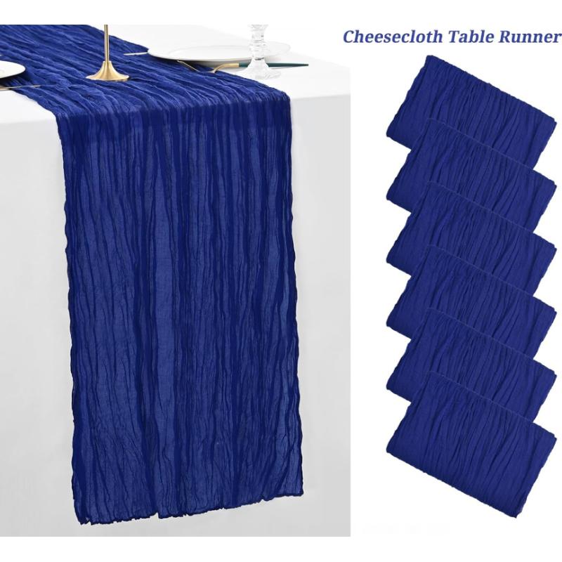 Chemin de table gaze de coton BLEU MARINE 4m x 0,90 m