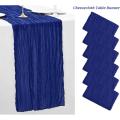 Chemin de table gaze de coton BLEU MARINE 4m x 0,90 m
