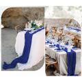 Chemin de table gaze de coton BLEU MARINE 4m x 0,90 m
