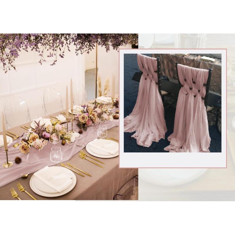 Chemin de table gaze de coton ROSE PALE 4m x 0,90 m