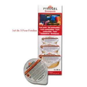 Lot de 3 PYROGEL - PATE A BRULER 95G pour FONDUE