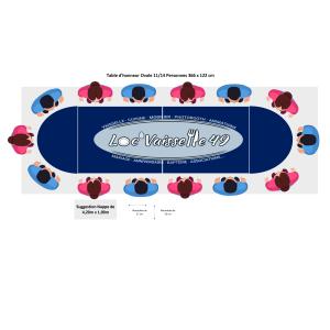 Table d'honneur Ovale Bois 11/14 Places