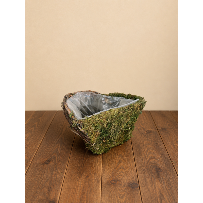 Panier Rotin-Herbe Nature Coeur 23x23xH11cm