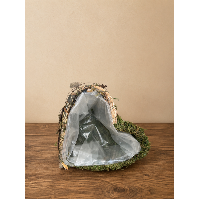 Panier Rotin-Herbe Nature Coeur 16x16xH9cm