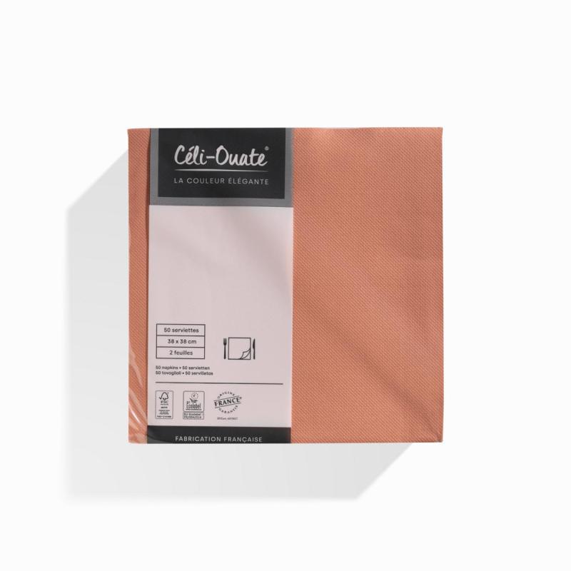 50 Serviettes Ouate BRIQUE 38x38cm