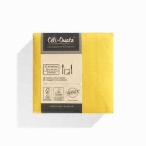 50 Serviettes Cocktail Ouate CITRON (taille 20x20cm)
