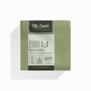 50 Serviettes Cocktail Ouate OLIVE TENDRE (taille 20x20cm)