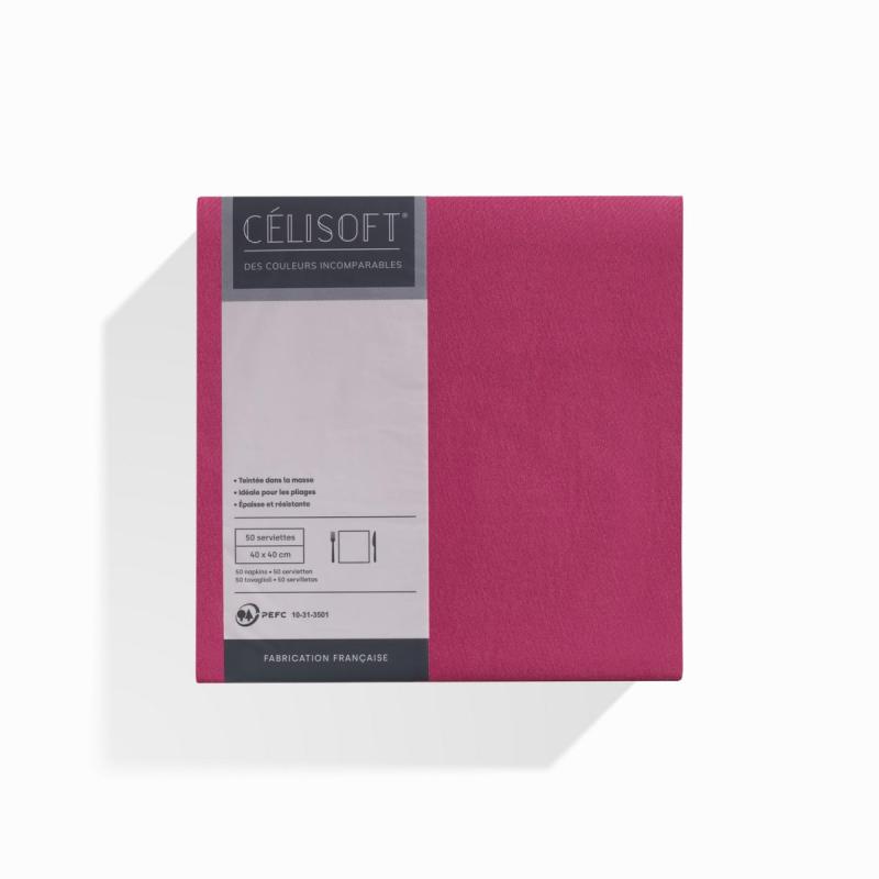 50 Serviettes Intissées FRAMBOISE (taille 40x40cm)