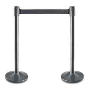 Poteau de balisage noir à sangle noire 2M