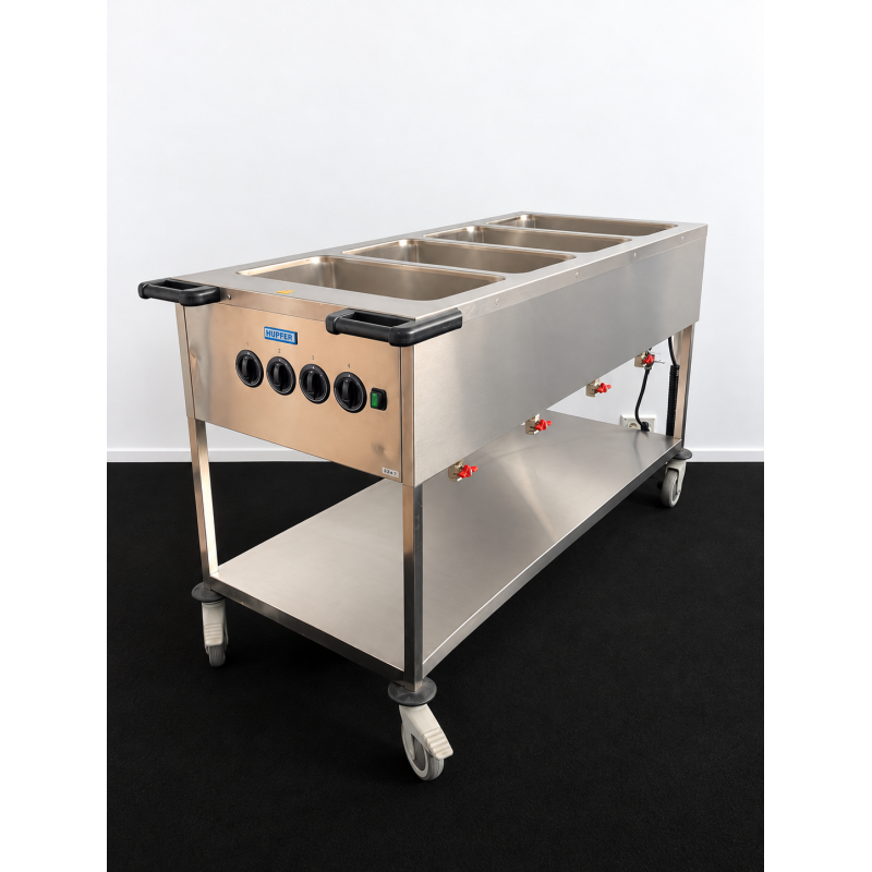 Chariot Bain-Marie (4 bains) sur roulette 2.8 KW