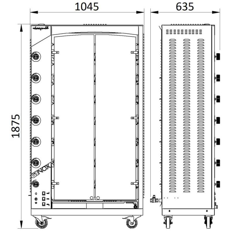 Rotissoire à gaz 8 broches pour 40 poulets - destockage